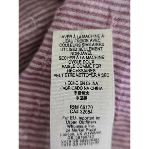 Free People No Limits Split Back Button Down Shirt Red Striped Boho Top Medium - Picture 12 of 13